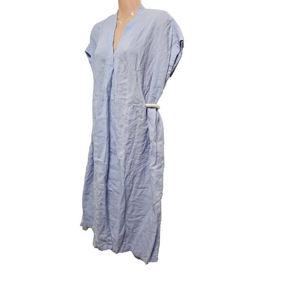 Vakko Mare Turkish Caftan Dress Women Size S Blue Linen - Picture 6 of 14